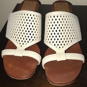 Tory Burch white leather sandals